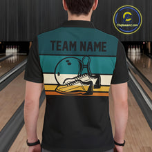 Load image into Gallery viewer, Black and Green Retro Bowling Polo, Quarter Zip Shirts for Men Custom Team Bowling League Jerseys NQS10744