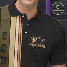 Load image into Gallery viewer, Black and Retro Bowling Polo, Quarter Zip Shirts for Men Custom Team Bowling League Jerseys NQS10745