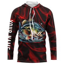 Load image into Gallery viewer, Bass Fishing red lighting Customized name performance Long Sleeve Fishing Shirts NQS2413