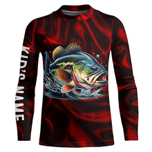 Load image into Gallery viewer, Bass Fishing red lighting Customized name performance Long Sleeve Fishing Shirts NQS2413