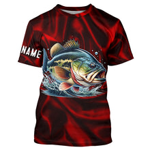 Load image into Gallery viewer, Bass Fishing red lighting Customized name performance Long Sleeve Fishing Shirts NQS2413