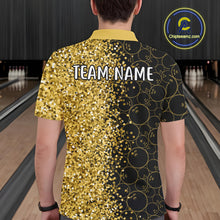 Load image into Gallery viewer, Black Camo and Gold glitter Bowling Shirts For Men Custom bowling jersey gift for bowlers NQS10938