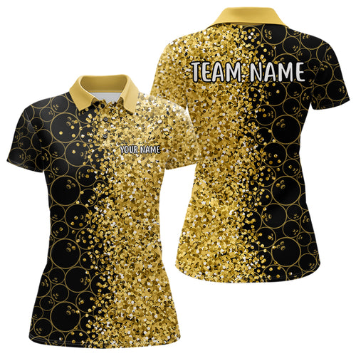 Black Camo and Gold glitter Bowling Shirts For Women Custom bowling jersey gift for bowlers NQS10938