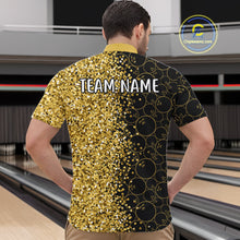 Load image into Gallery viewer, Black Camo and Gold glitter Bowling Shirts For Men Custom bowling jersey gift for bowlers NQS10938