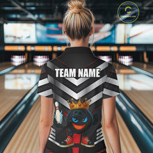Load image into Gallery viewer, Funny Bowling Shirts Black &amp; Silver Metal Team Women Bowling Polo, 1/4 Zip Shirt Custom bowling gifts NQS10942
