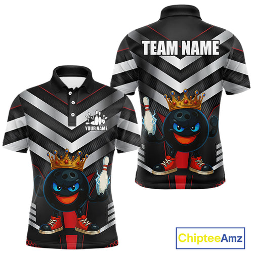 Funny Bowling Shirts Black and Silver Metal Team Bowling Polo, 1/4 Zip Shirts Custom bowling gifts NQS10942