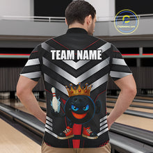 Load image into Gallery viewer, Funny Bowling Shirts Black and Silver Metal Team Bowling Polo, 1/4 Zip Shirts Custom bowling gifts NQS10942