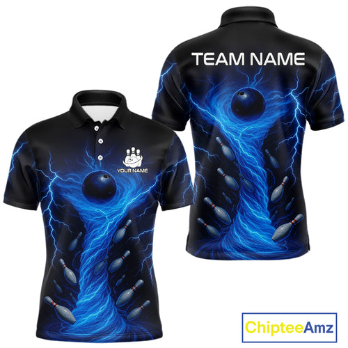 Blue Lightning Thunder tornado Bowling Shirts for Men Custom Team bowling jerseys NQS11129