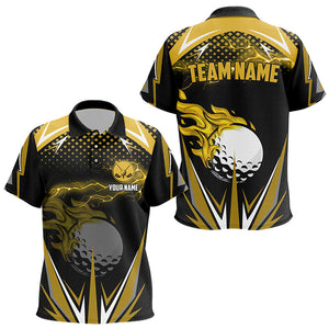 Kid golf polo shirts custom Yellow Lightning Golf ball fire team golf jersey, Kid golf attire NQS9266