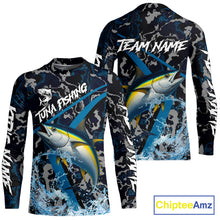 Load image into Gallery viewer, Custom Tuna Fishing Camo Long Sleeve Fishing Shirts, Personalized Tuna Fishing Team Jerseys NQS11329