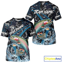 Load image into Gallery viewer, Custom Rainbow Trout Fishing Camo Long Sleeve Fishing Shirts, Personalized Trout Fishing Team Jerseys NQS11330