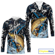 Load image into Gallery viewer, Custom Brown Trout Fishing Camo Long Sleeve Fishing Shirts, Personalized Trout Fishing Team Jerseys NQS11333