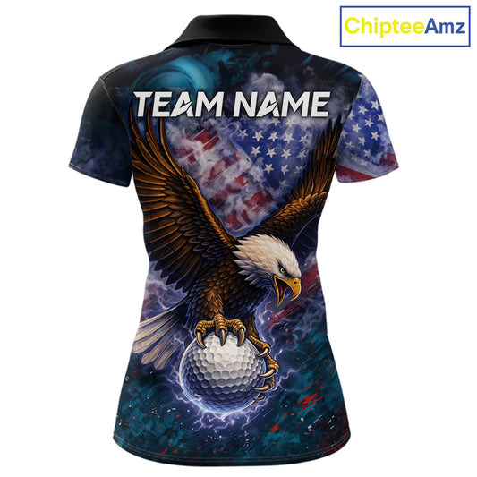 Smoke American Flag Eagle Women golf polo shirt Custom patriotic golf outfit ladies, unique golf gift NQS11541