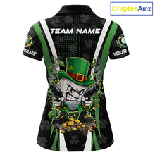 Load image into Gallery viewer, Funny St Patrick cowboy golf ball gunner black green Women golf polo shirts Custom ladies golf outfit NQS11542