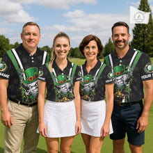 Load image into Gallery viewer, Funny St Patrick cowboy golf ball gunner black green Women golf polo shirts Custom ladies golf outfit NQS11542