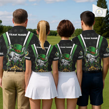Load image into Gallery viewer, Funny St Patrick cowboy golf ball gunner black green Women golf polo shirts Custom ladies golf outfit NQS11542