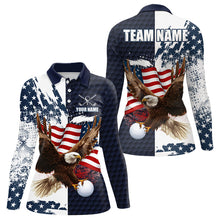 Load image into Gallery viewer, Red, White and Blue American Flag Eagle Golf polo shirts For Women Custom Patriotic Golf Team Jersey NQS9608