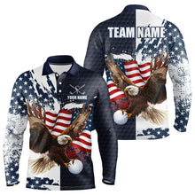 Load image into Gallery viewer, Red, White and Blue American Flag Eagle Golf polo shirts For Men Custom Patriotic Golf Team Jersey NQS9608
