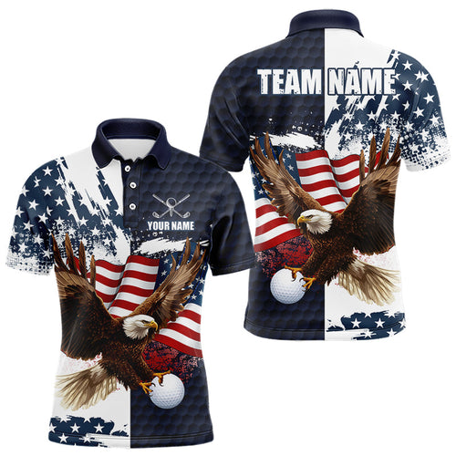 Red, White and Blue American Flag Eagle Golf polo shirts For Men Custom Patriotic Golf Team Jersey NQS9608