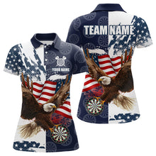 Load image into Gallery viewer, Red, White and Blue American Flag Eagle Darts shirts For Women Custom Patriotic Darts Team Jersey NQS9609