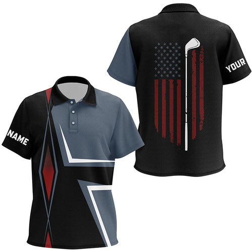 American Flag Kid golf polo shirts custom golf club patriotic golf team shirt, golf attire for Kid NQS7357