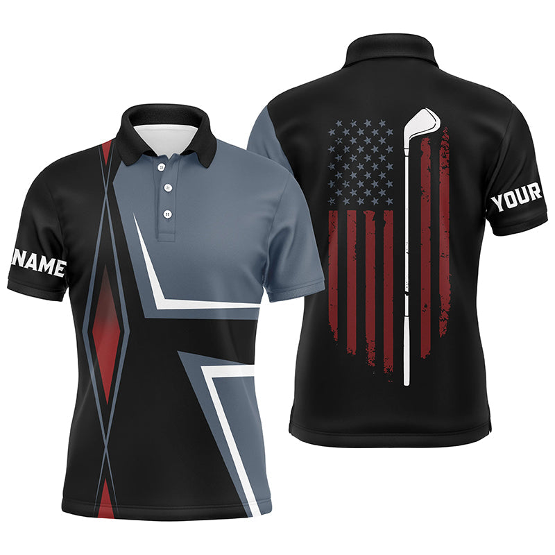 American Flag Mens golf polo shirts custom golf club patriotic golf team shirt, golf attire for men NQS7357