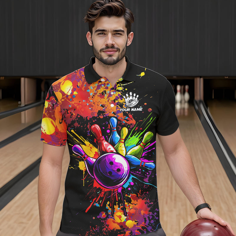 Colorful bowling jerseys Bowling Polo, 1/4 Zip Shirt for Men Custom Bowling Team shirts for bowlers NQS9770