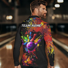 Load image into Gallery viewer, Colorful bowling jerseys Bowling Polo, 1/4 Zip Shirt for Men Custom Bowling Team shirts for bowlers NQS9770