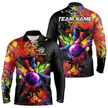 Load image into Gallery viewer, Colorful bowling jerseys Bowling Polo, 1/4 Zip Shirt for Men Custom Bowling Team shirts for bowlers NQS9770