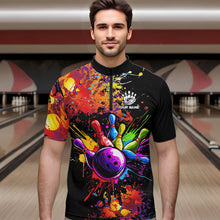 Load image into Gallery viewer, Colorful bowling jerseys Bowling Polo, 1/4 Zip Shirt for Men Custom Bowling Team shirts for bowlers NQS9770