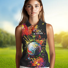 Load image into Gallery viewer, Colorful Golf ball jersey Women's golf sleeveless tops Custom Team Name golf uniform for ladies NQS9771