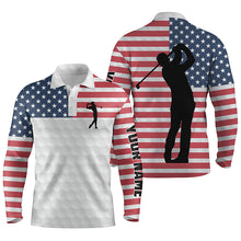 Load image into Gallery viewer, Mens golf polo shirts American flag custom white golf ball skin patriot golf gifts for men NQS5823