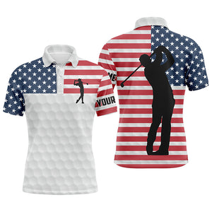 Mens golf polo shirts American flag custom white golf ball skin patriot golf gifts for men NQS5823