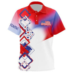 Kid golf polo shirt custom name red, white and blue American Flag golf shirt, patriot golfing gifts NQS7918