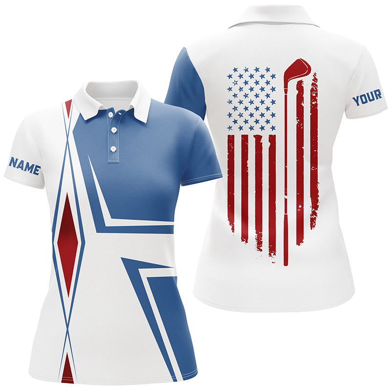 American Flag white Womens golf polo shirts custom golf club golf outfit women, golf shirts for lady NQS7919