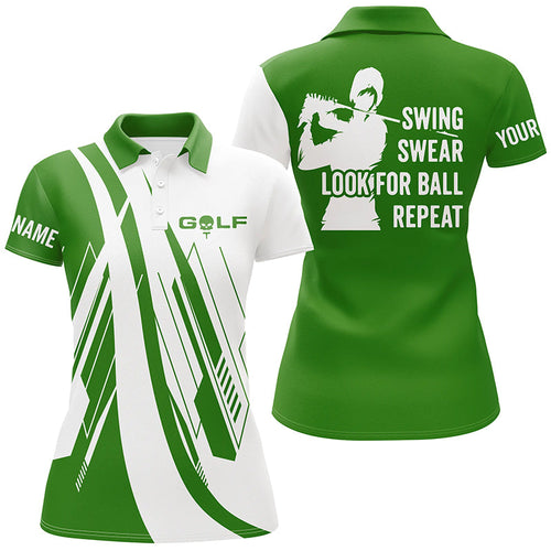 Green and white Women golf polo shirts custom swing swear look for ball repeat golf shirt for ladies NQS7921