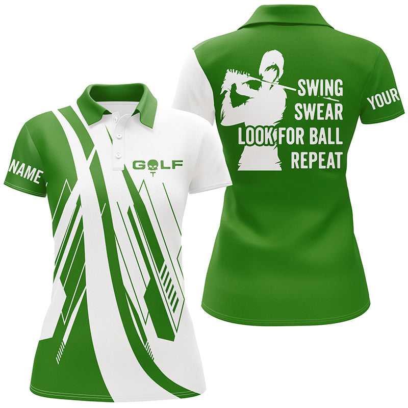 Green and white Women golf polo shirts custom swing swear look for ball repeat golf shirt for ladies NQS7921