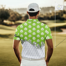 Load image into Gallery viewer, Personalized funny green pumpkin Halloween pattern mens golf polo shirts best mens golf wears NQS10316