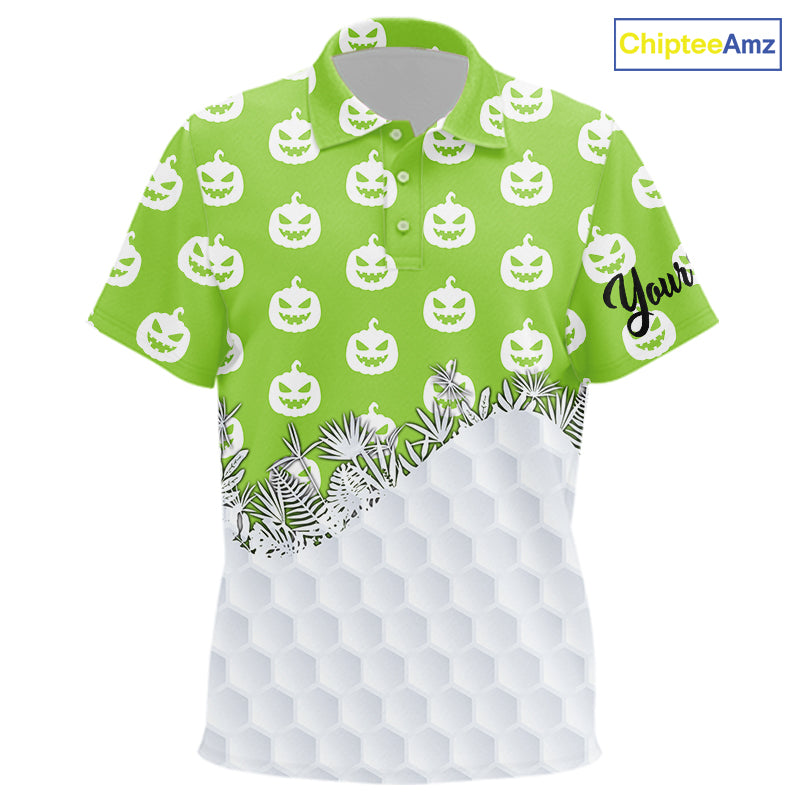 Personalized funny green pumpkin Halloween pattern Kid golf polo shirts best Kid golf wears NQS10316