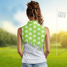 Load image into Gallery viewer, Personalized green pumpkin Halloween pattern Women sleeveless golf polo shirts best ladies golf wears NQS10316