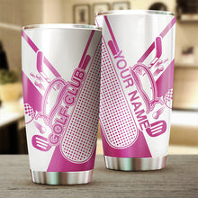 Load image into Gallery viewer, Golf club pink &amp; white tumbler Custom name Stainless Steel Tumbler Cup - personalized golf gifts NQS6216