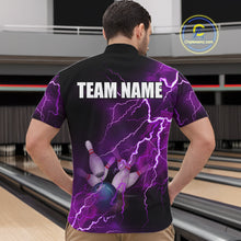 Load image into Gallery viewer, Men's bowling Quarter Zip shirts Custom purple lightning thunder Bowling Team Jersey, gift for Bowlers NQS6220