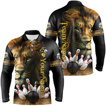 Load image into Gallery viewer, Lion Bowling Polo, Quarter Zip Shirts For Men Custom Bowling League Shirt Bowling Team Jerseys Outfits NQS8561