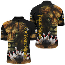 Load image into Gallery viewer, Lion Bowling Polo, Quarter Zip Shirts For Men Custom Bowling League Shirt Bowling Team Jerseys Outfits NQS8561