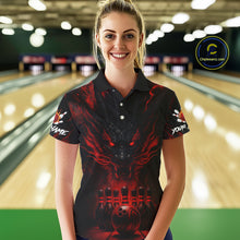 Load image into Gallery viewer, Black And Red Dragon Bowling Shirts For Women Custom Dragon Bowling League Shirts Outfits NQS10948