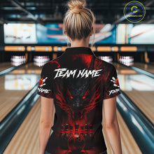Load image into Gallery viewer, Black And Red Dragon Bowling Shirts For Women Custom Dragon Bowling League Shirts Outfits NQS10948