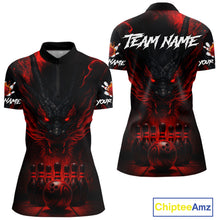 Load image into Gallery viewer, Black And Red Dragon Bowling Shirts For Women Custom Dragon Bowling League Shirts Outfits NQS10948