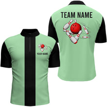 Load image into Gallery viewer, Personalized Mint Green and Black Retro Bowling Shirts For Men custom vintage bowling team jerseys NQS9045