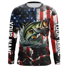 Load image into Gallery viewer, Largemouth Bass fishing American flag Custom UV protection performance long sleeve fishing jerseys NQS9276