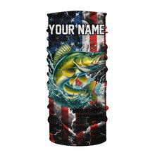Load image into Gallery viewer, Walleye fishing black American flag Custom UV protection performance long sleeve fishing jerseys NQS9277